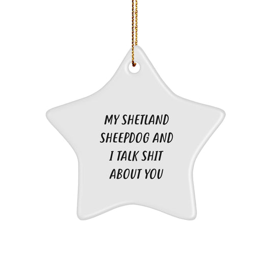 Shetland Sheepdog Christmas Star Ornament Gifts from Family for Your Funny Shetland Sheepdog Lover, Talk Shit About You Star Decoration - Image 1