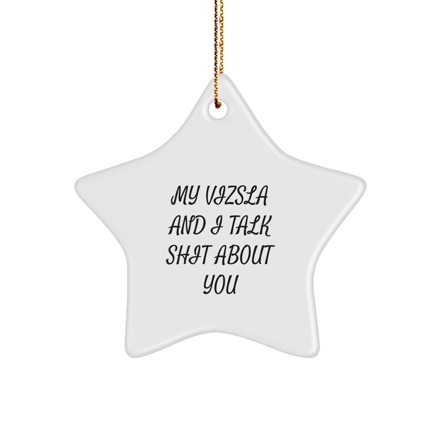 Funny Vizsla Dog Christmas Unique Gifts from Friends for Vizsla Dog Owners - Star Ornament with My Vizsla And I Talk Shit About You Quote - Gifts for Men Women Family - Image 1
