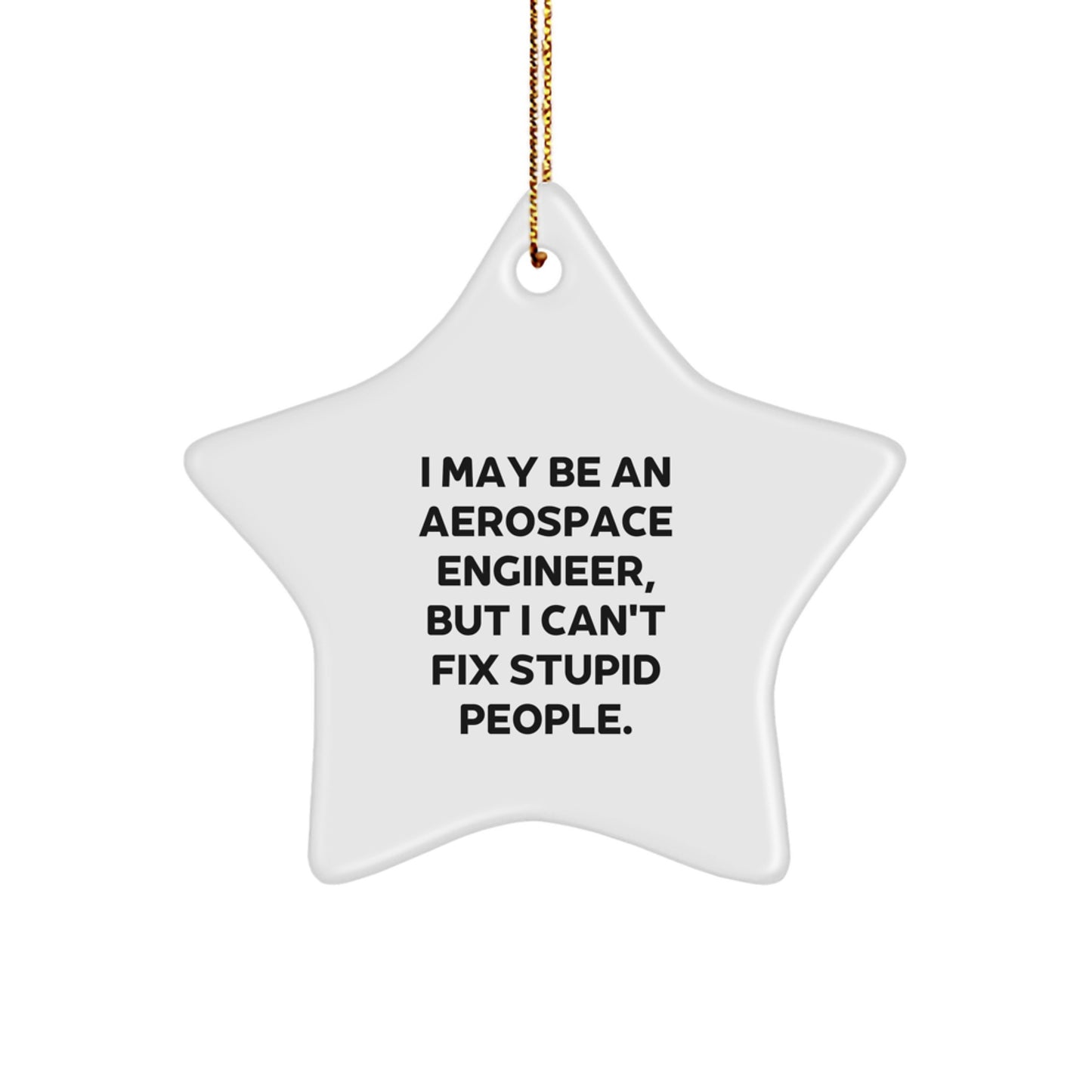Gifts from Friends for Aerospace Engineer Christmas Unique Star Ornament - Funny Quote I May Be An Aerospace Engineer, But I Can't Fix Stupid People. - Image 1