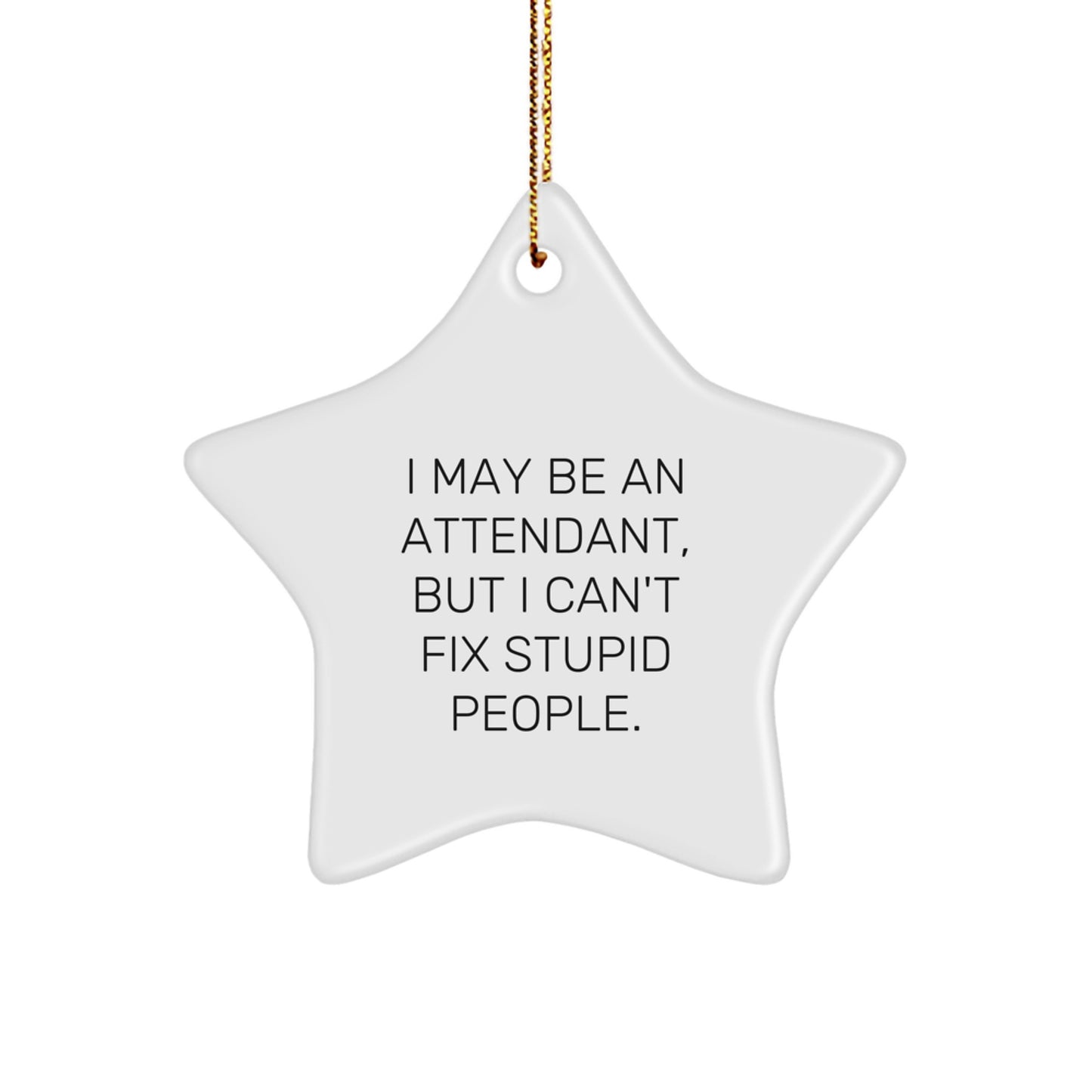 Funny Attendant Gifts for Men, Women, Coworkers, Friends - I May Be An Attendant, But I Can't Fix Stupid People. Star Ornament for Christmas Unique Gifts - Image 1