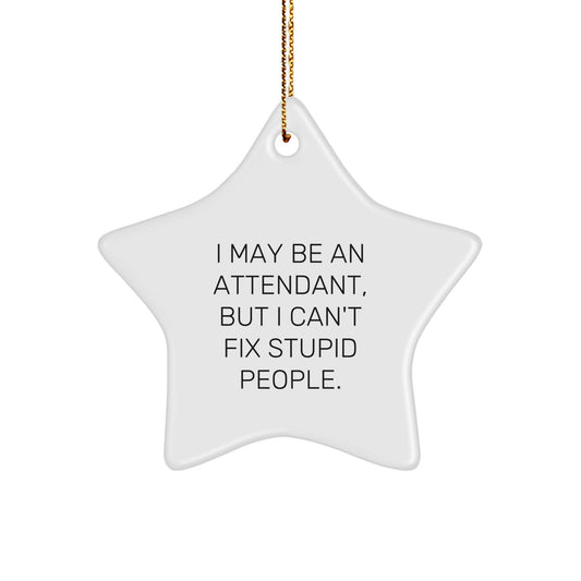 Funny Attendant Gifts for Men, Women, Coworkers, Friends - I May Be An Attendant, But I Can't Fix Stupid People. Star Ornament for Christmas Unique Gifts - Image 1