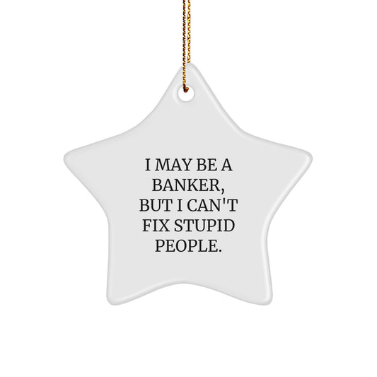 Funny Banker Gifts from Men to Male Coworkers - Star Ornament I May Be A Banker But I Cant Fix Stupid People Christmas Decorations - Image 1