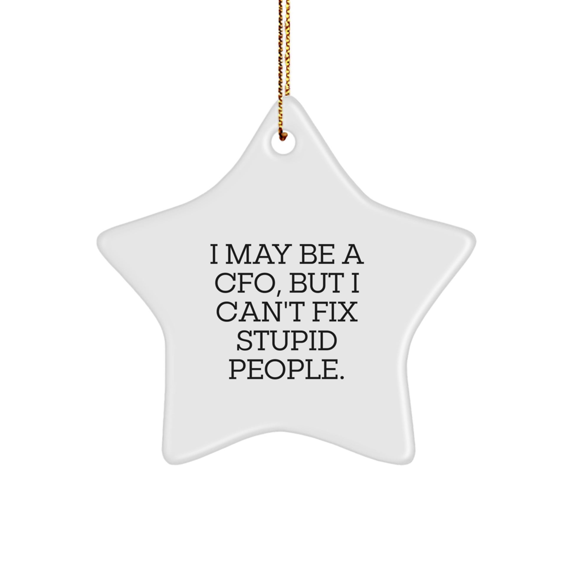 Funny CFO Christmas Unique Gifts from Men to Friends or Family - 'I May Be A Cfo, But I Can't Fix Stupid People' Star Ornament - Image 1