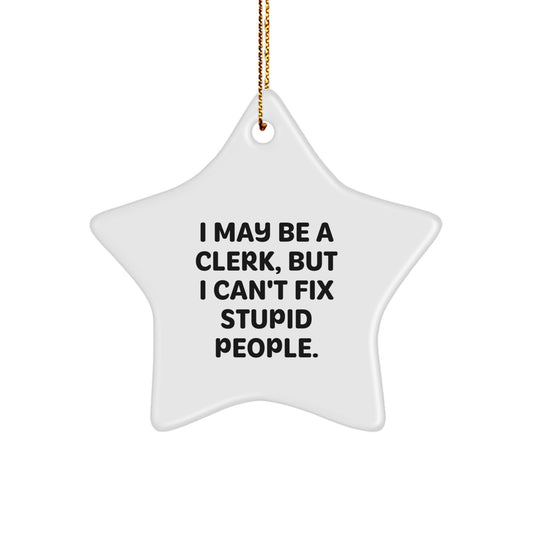 Funny Clerk Star Ornament Gifts from Men to Women Coworkers Friends Family Members - Image 1