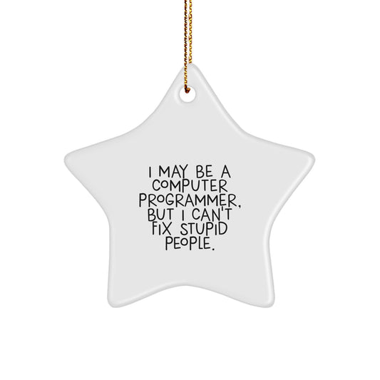 Funny Computer Programmer Star Ornament Gifts from Men to Women Friends Coworkers Family - Christmas Unique Star Shaped Decorations for Computer Programmer Office Room - Image 1