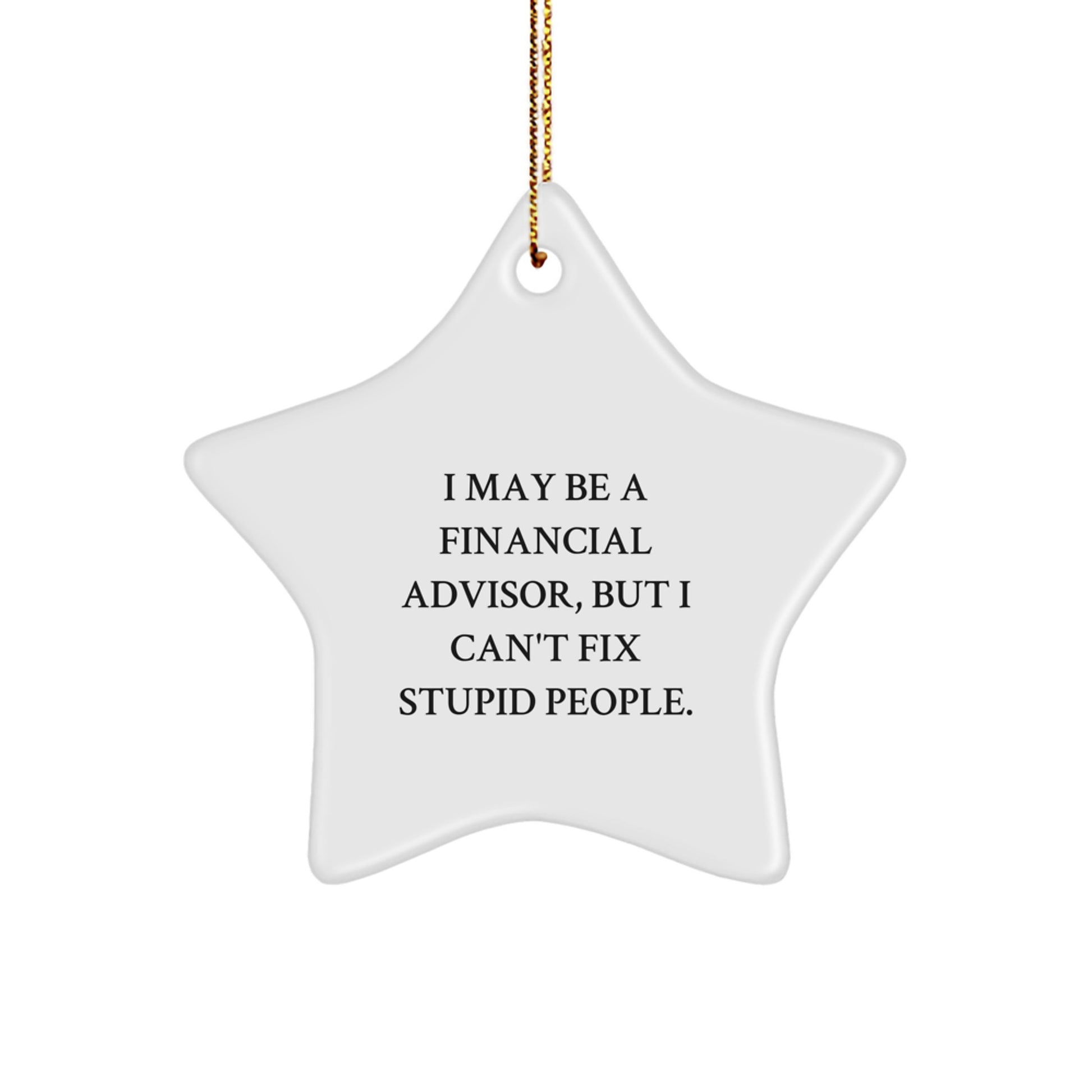 Funny Financial Advisor Gifts from Friends for Christmas - 'I May Be A Financial Advisor, But I Can't Fix Stupid People.' Star Ornament - Image 1