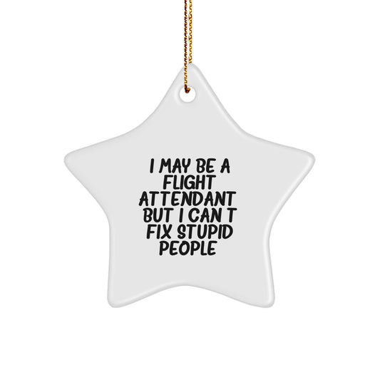 Flight Attendant Humor Gifts for Men, Funny Star Ornament with Inspirational Quote, Gifts from Friends, Christmas Unique Gifts for Flight Attendants - Image 1