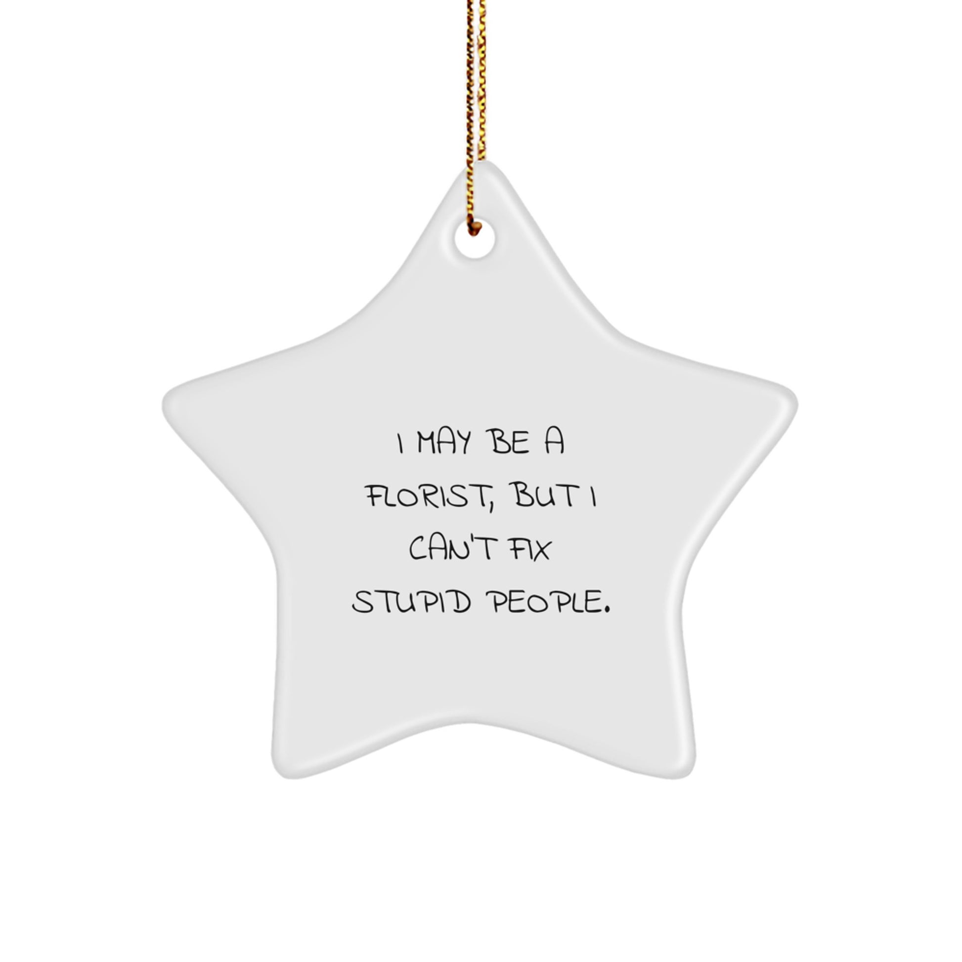 Funny Florist Gifts for Men - I May Be A Florist, But I Can't Fix Stupid People. Christmas Unique Star Ornament Gifts from Friends - Image 1