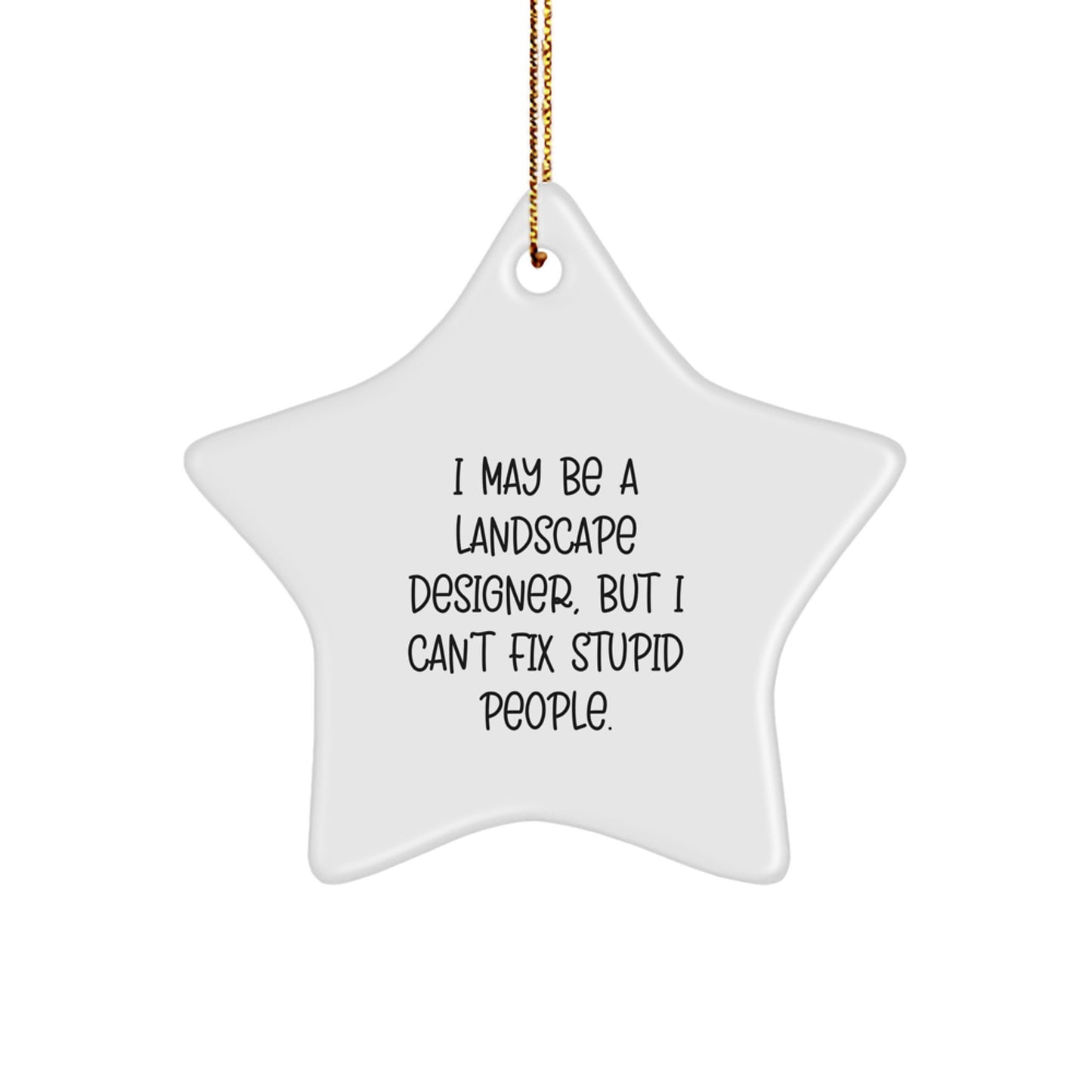 Funny Landscape Designer Gifts for Friends, 'I May Be A Landscape Designer, But I Can't Fix Stupid People.' Star Ornament, Christmas Unique Gifts from Men - Image 1