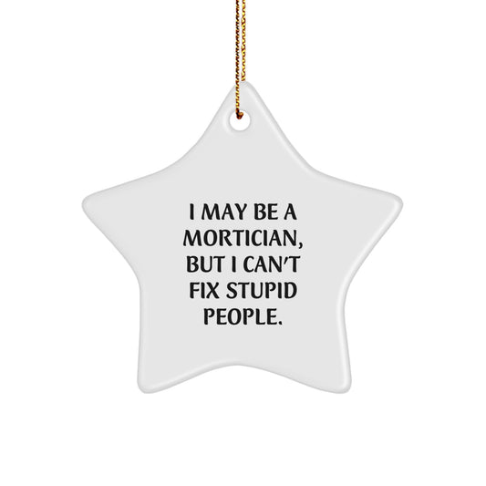 Funny Mortician Star Ornament Gifts from Family, Friends, and Coworkers - Perfect for Men and Women, 'I May Be A Mortician, But I Can't Fix Stupid People' Christmas Unique Gifts - Image 1