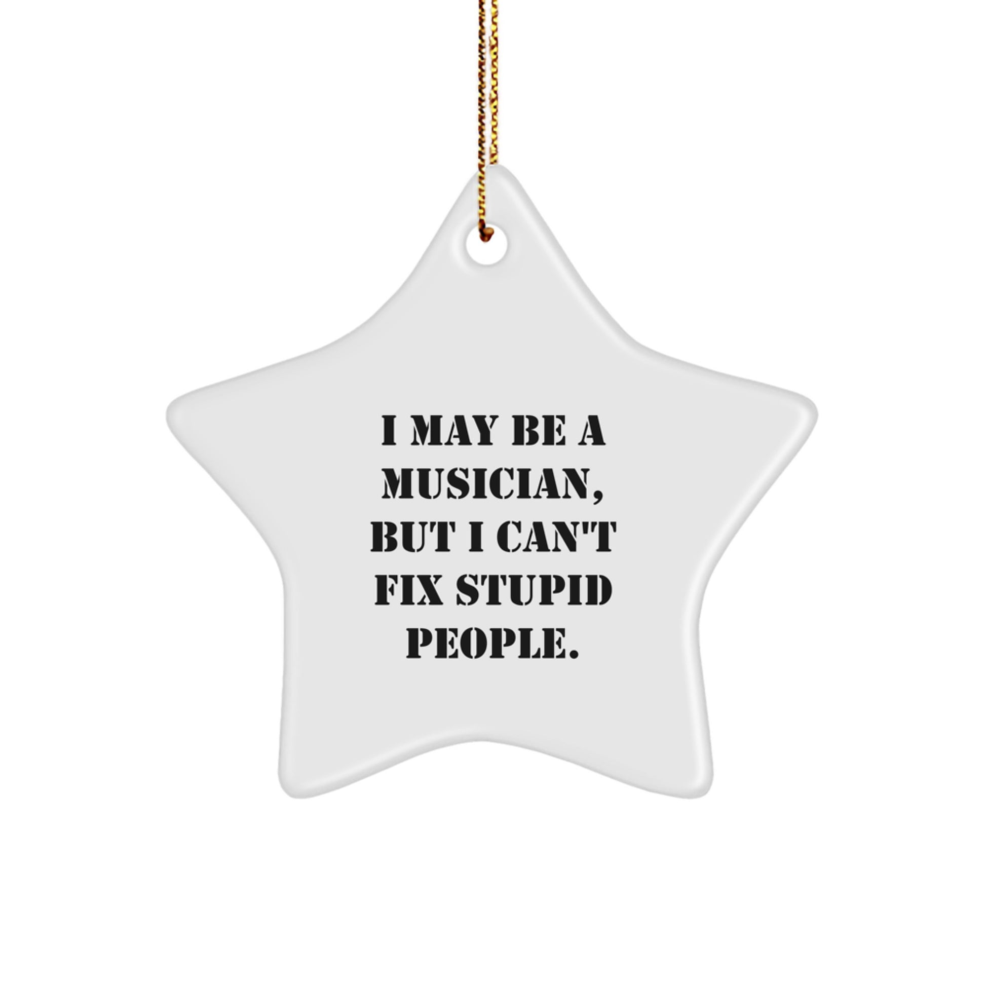 Funny Musician Gifts for Musicians - 'I May Be A Musician, But I Can't Fix Stupid People.' Star Ornament Christmas Unique Gifts from Family to Musician Friends - Image 1