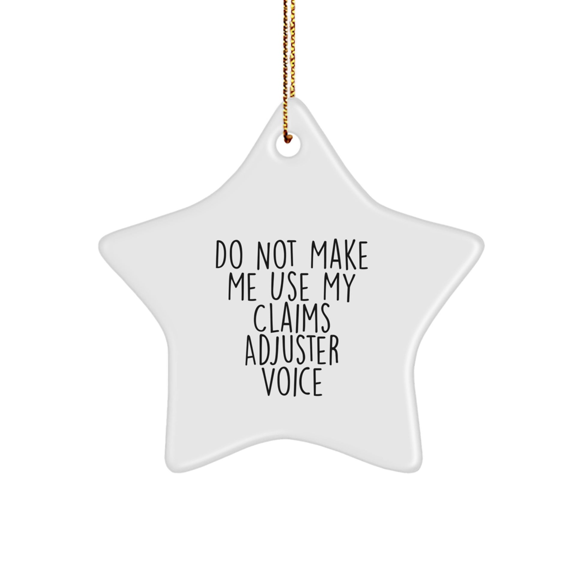 Funny Claims Adjuster Gifts for Men, Unique Christmas Ornaments for Friends from Coworkers, White Star Ornament - Image 1