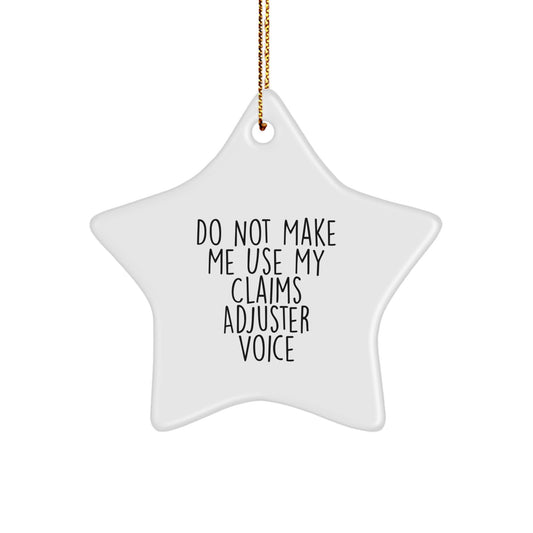 Funny Claims Adjuster Gifts for Men, Unique Christmas Ornaments for Friends from Coworkers, White Star Ornament - Image 1