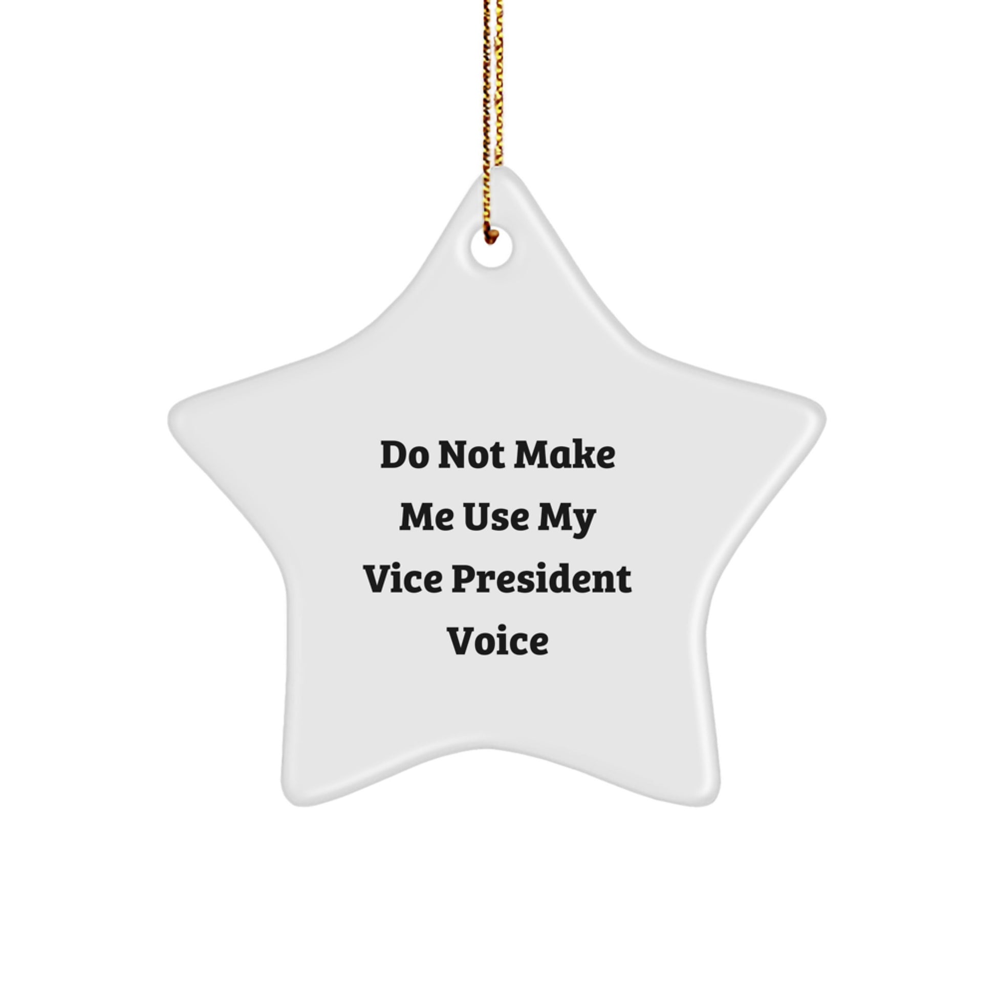 Funny Vice President Christmas Unique Gifts from Friends Star Ornament, 'Do Not Make Me Use My Vice President Voice' Quote, Star Shaped Decoration for Vice President's Office or Home - Image 1