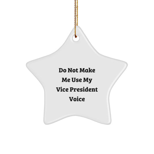 Funny Vice President Christmas Unique Gifts from Friends Star Ornament, 'Do Not Make Me Use My Vice President Voice' Quote, Star Shaped Decoration for Vice President's Office or Home - Image 1