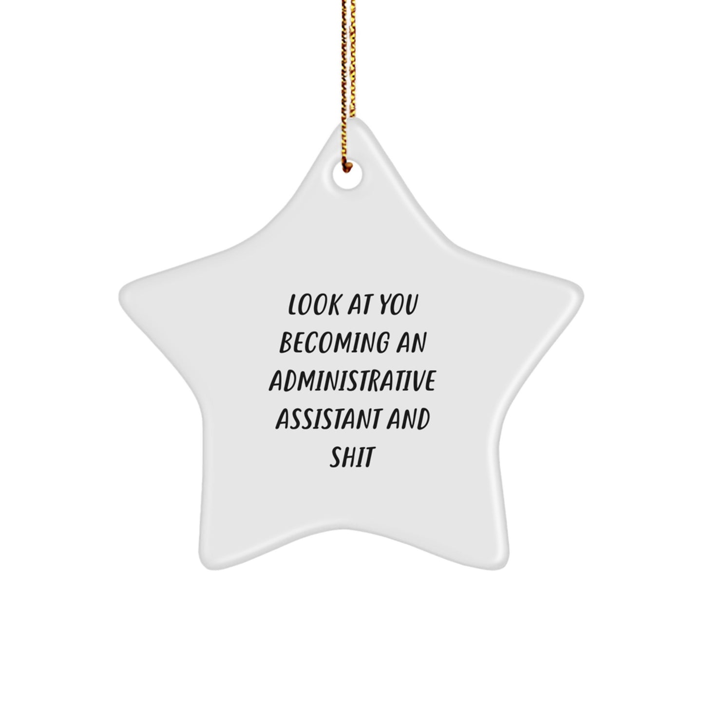 Funny Administrative Assistant Star Ornament Gifts from Friends for Christmas - Look At You Becoming An Administrative Assistant And Shit Star Ornament Decoration - Image 1