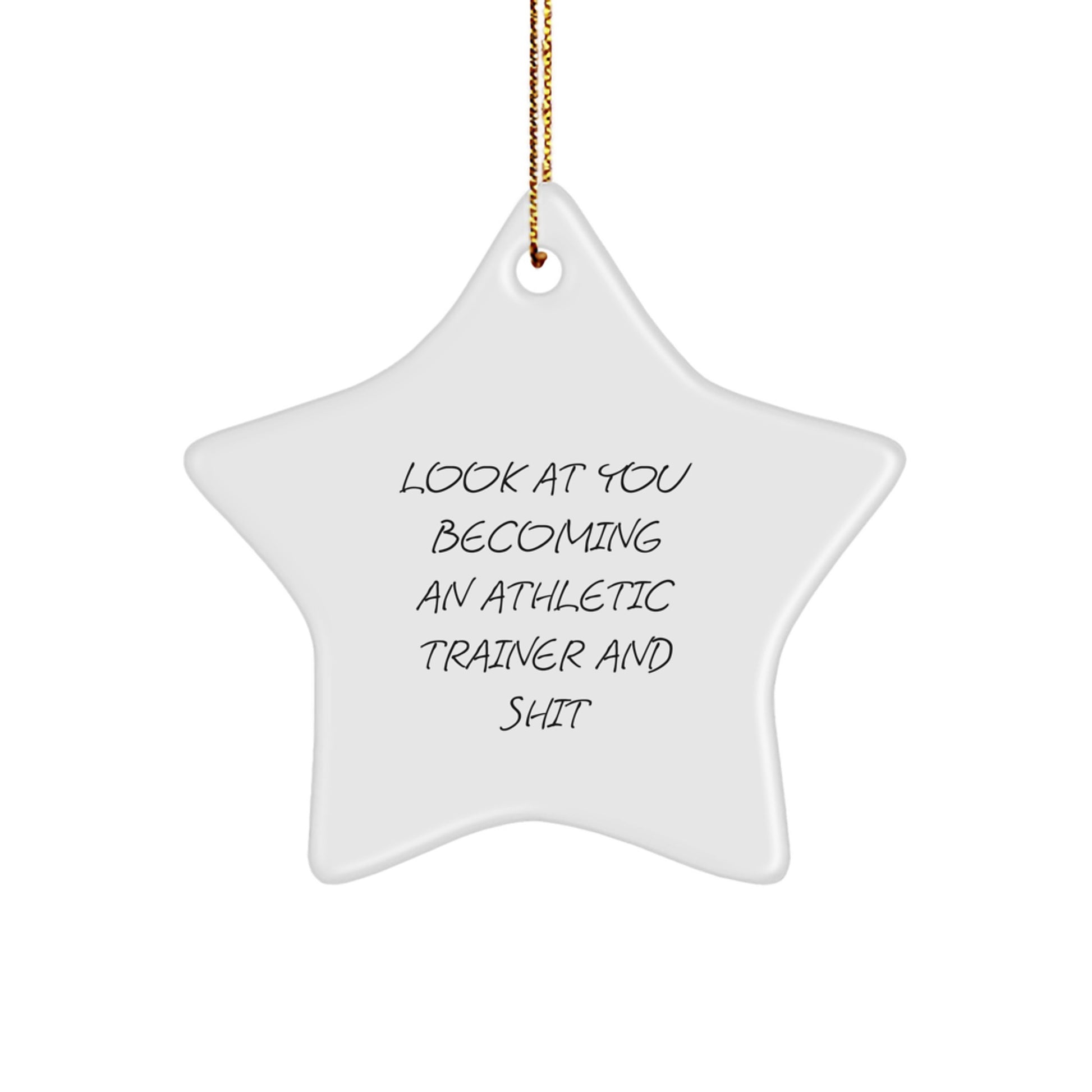 Funny Athletic Trainer Gifts for Men, Women, Friends, and Family - 'Look At You Becoming An Athletic Trainer And Shit' Star Ornament for Christmas Unique Gifts - Image 1