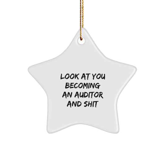 Funny Auditor Gifts, Unique Christmas Star Ornament Look At You Becoming An Auditor And Shit, Gifts from Friends to Auditors - Image 1