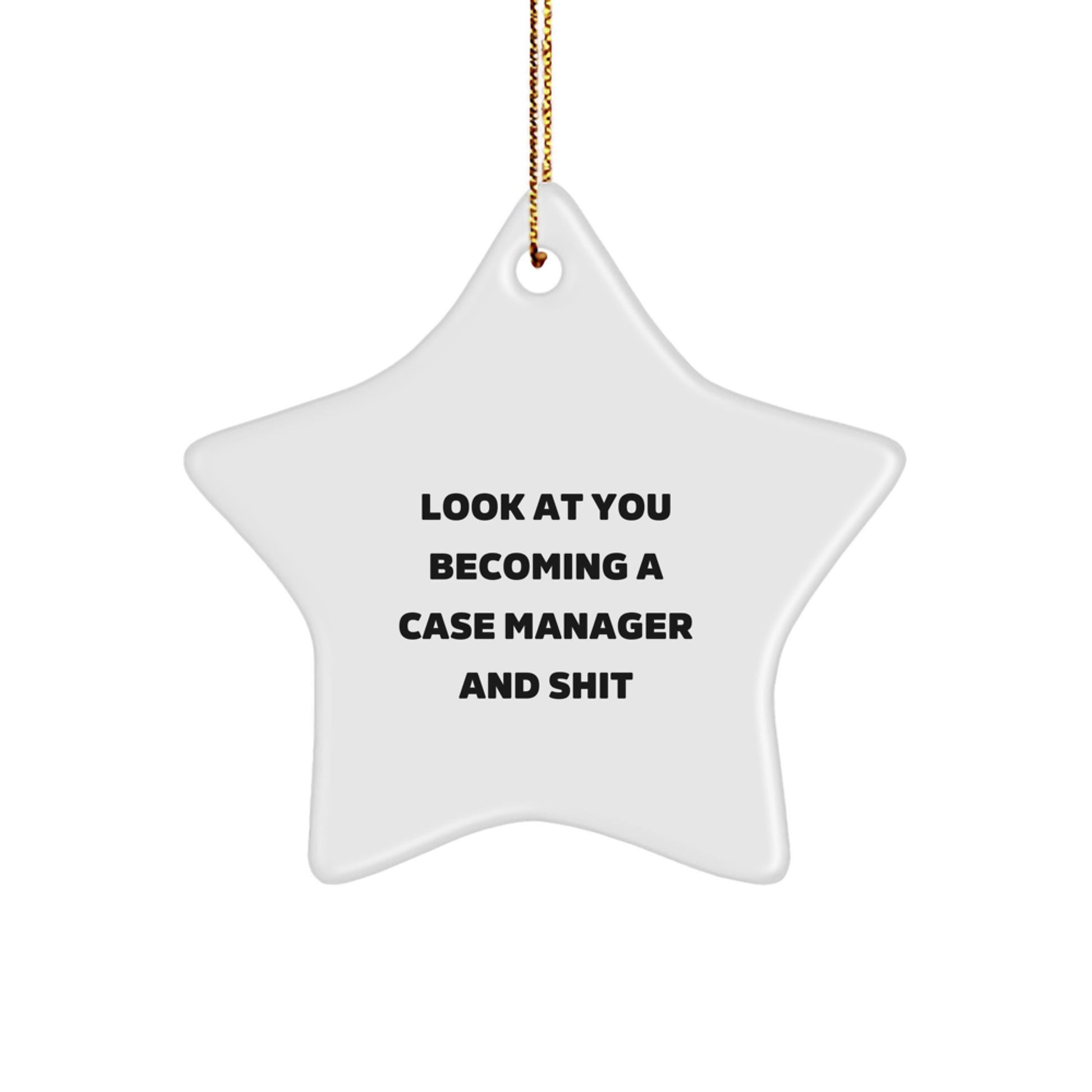 Funny Case Manager Gifts, 'Look At You Becoming A Case Manager And Shit' Star Ornament, Gifts from Men to Case Manager for Christmas - Image 1