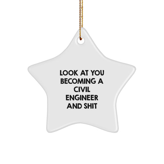 Funny Civil Engineer Star Ornament, Gifts from Men to Civil Engineer Friends, Unique Christmas Unique Gifts for Civil Engineer - Image 1