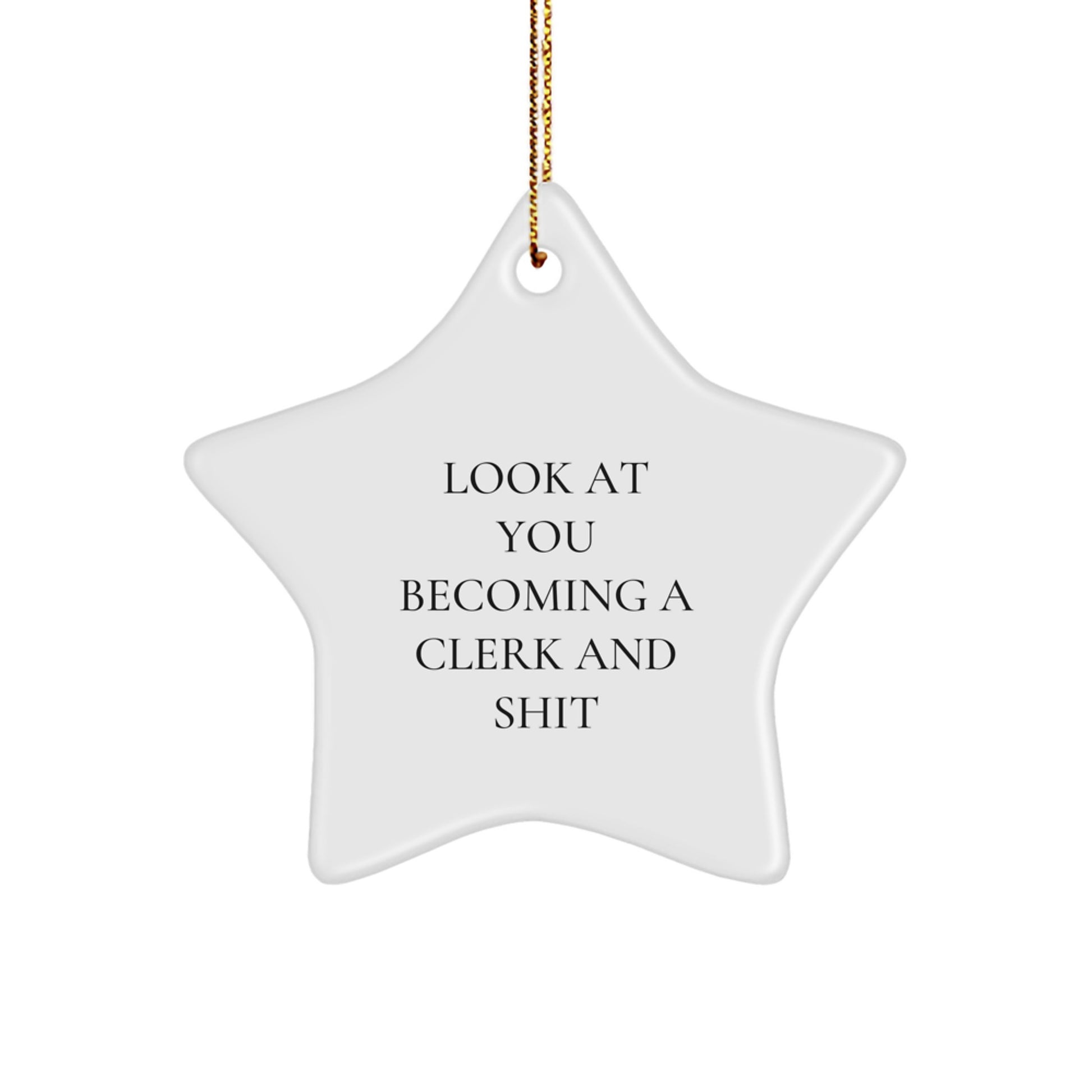 Funny Clerk Gifts for Friends, Christmas Unique Star Ornament from 'Look At You Becoming A Clerk And Shit' Lover - Image 1