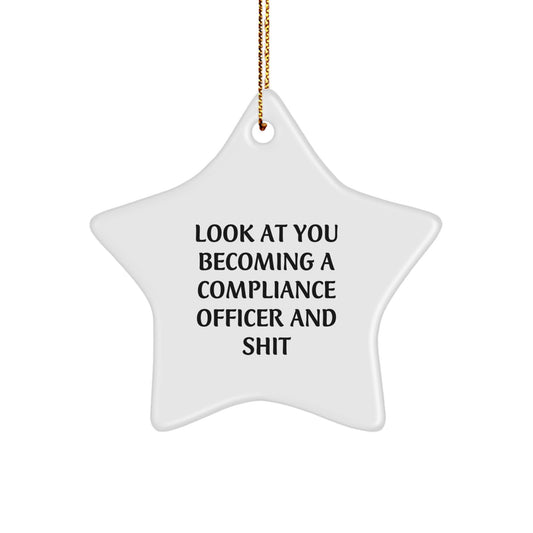 Funny Compliance Officer Star Ornament Gifts for Men, Women, Friends, Coworkers, Family - Look At You Becoming A Compliance Officer And Shit Christmas Unique Gifts - Image 1