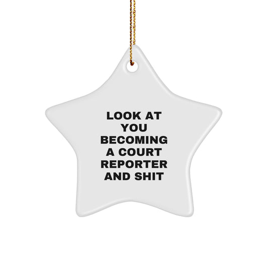 Funny Court Reporter Gift Star Ornament for Christmas Unique Gifts from Friends to Court Reporter - Image 1