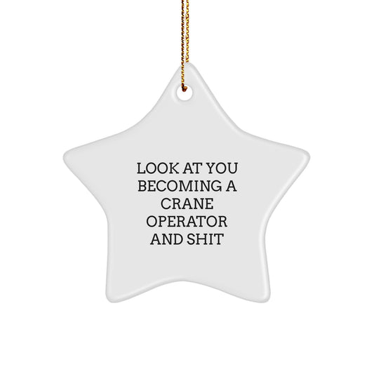 Crane Operator Gifts from Friends - Funny Star Ornament for Christmas Unique Gifts for Men or Women Who Love Crane Work - Look At You Becoming A Crane Operator And Shit Star Decoration - Image 1