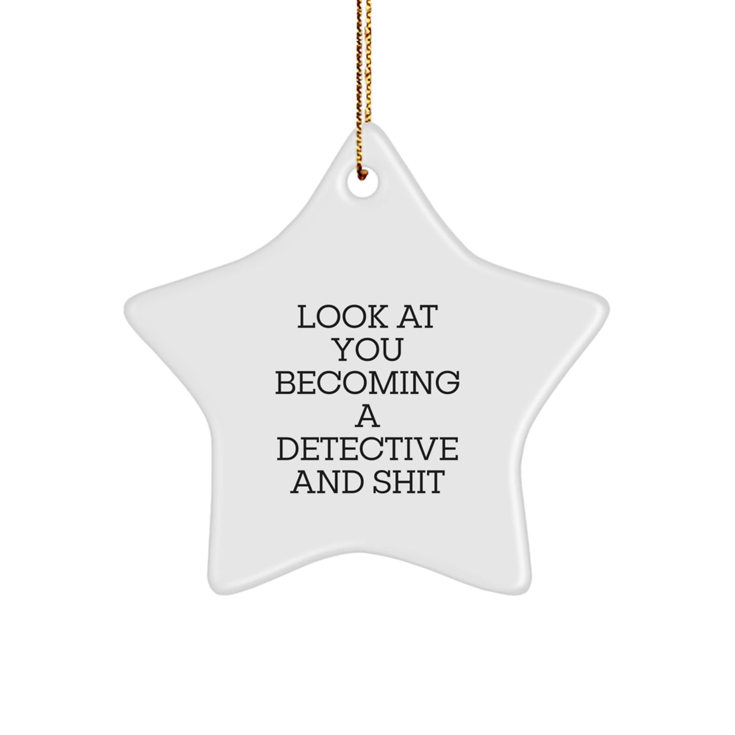 Funny Detective Star Ornament Gifts for Men from Family, White Star Shaped Decorative Christmas Unique Gifts for Detective Lover - Image 1