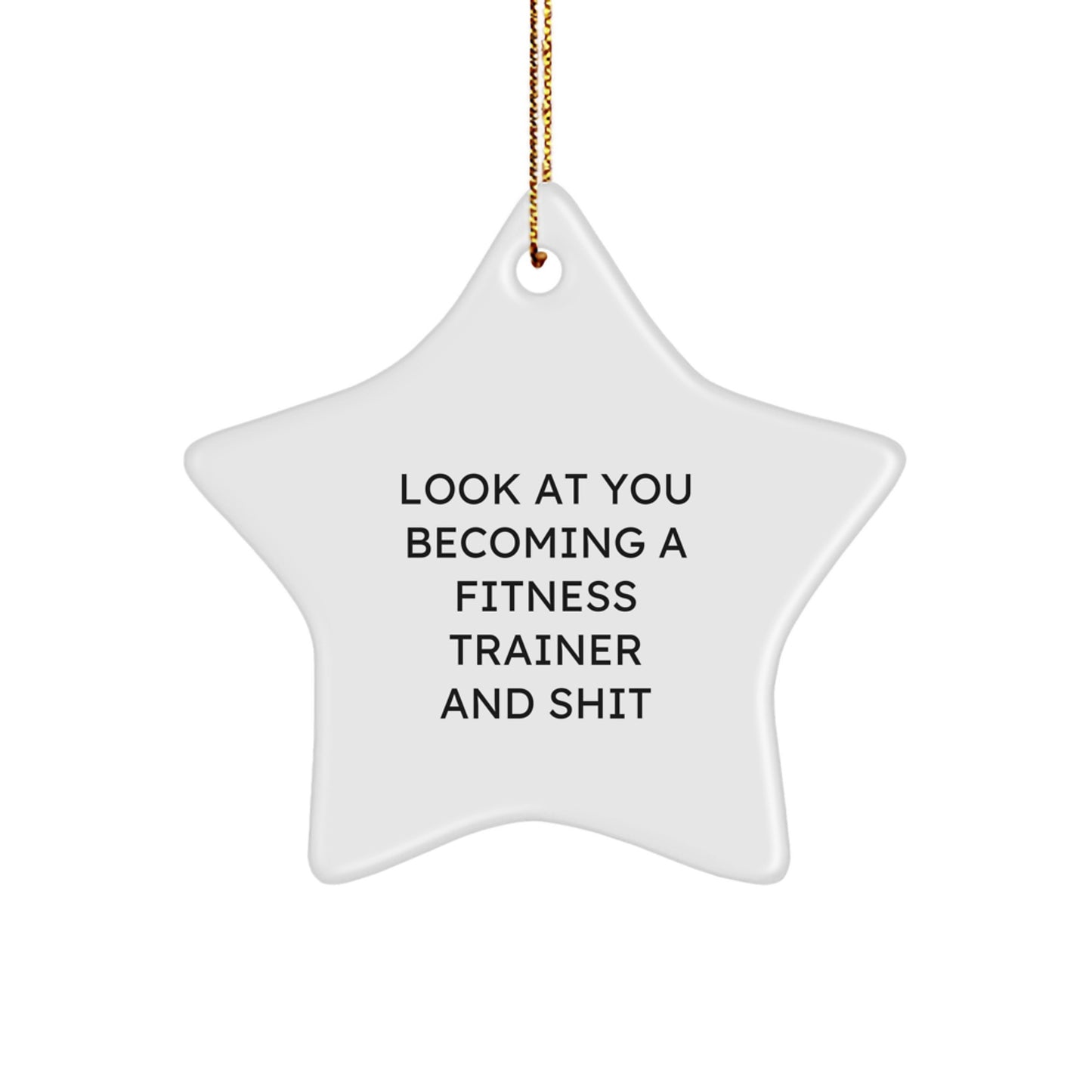 Funny Fitness Trainer Star Ornament Gifts from Friends or Family for Christmas Unique Decorations Look At You Becoming A Fitness Trainer And Shit - Image 1