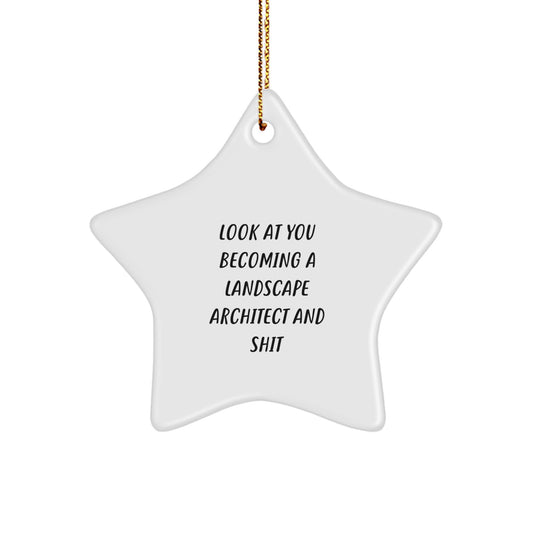Gifts from Friends to Landscape Architect Christmas Unique Star Ornaments Look At You Becoming A Landscape Architect And Shit - Image 1