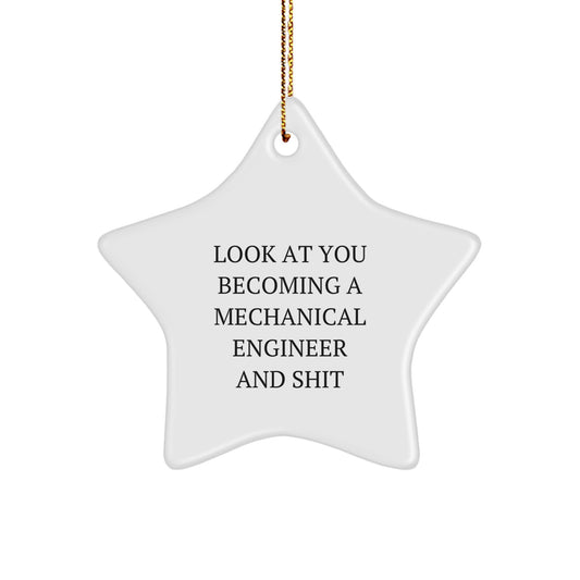 Funny Mechanical Engineer Christmas Unique Gifts from Men with Star Ornament for Him, Unique Star Shaped Decor for Home - Image 1