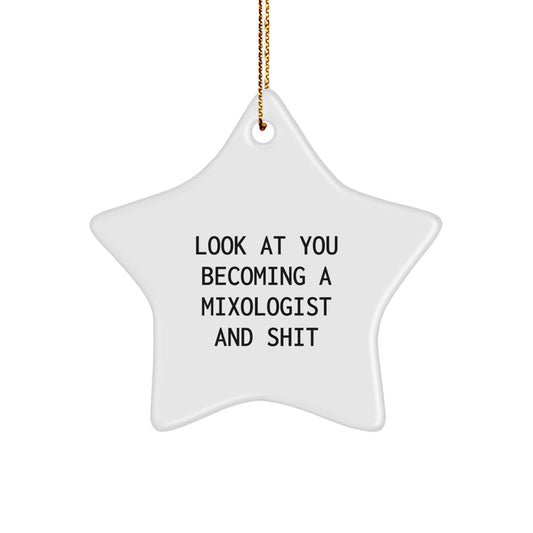 Gifts for Mixologist Friends and Family - Star Ornament Funny Quote 'Look At You Becoming A Mixologist And Shit' Christmas Unique Gifts from Men, Women, Coworkers - Image 1