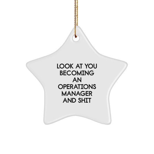 Funny Gifts for Operations Manager, Look At You Star Ornament - Funny Operations Manager Christmas Unique Gifts from Friends, Perfect Office Decor Star Ornament MDF Material - Image 1