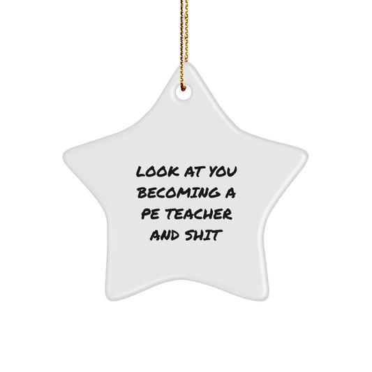 Funny PE Teacher Star Ornament Gifts from Friends, Unique Christmas Unique Gifts for PE Teachers, Star Shaped Decoration - Image 1