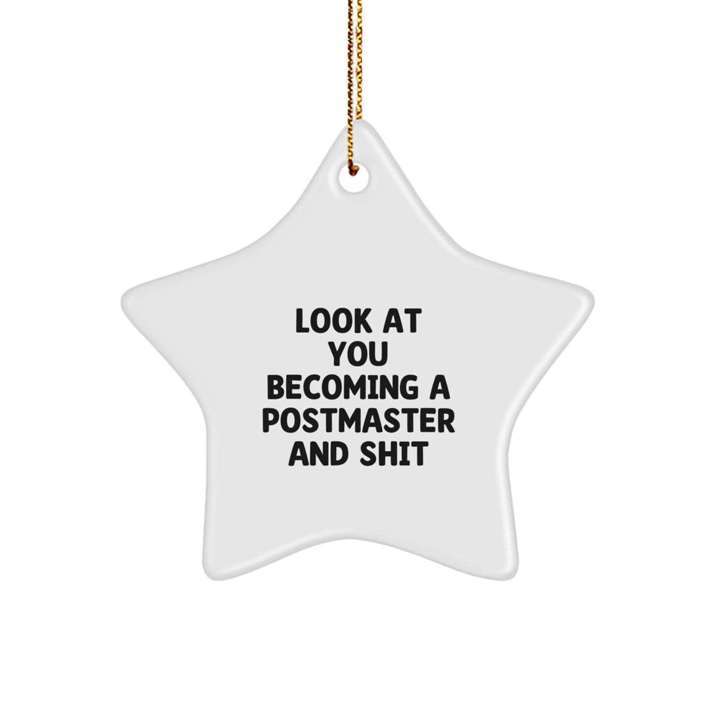 Funny Postmaster Gifts from Friends - Look At You Becoming A 'Postmaster' And Shit Star Ornament for Christmas Unique Gifts - Image 1