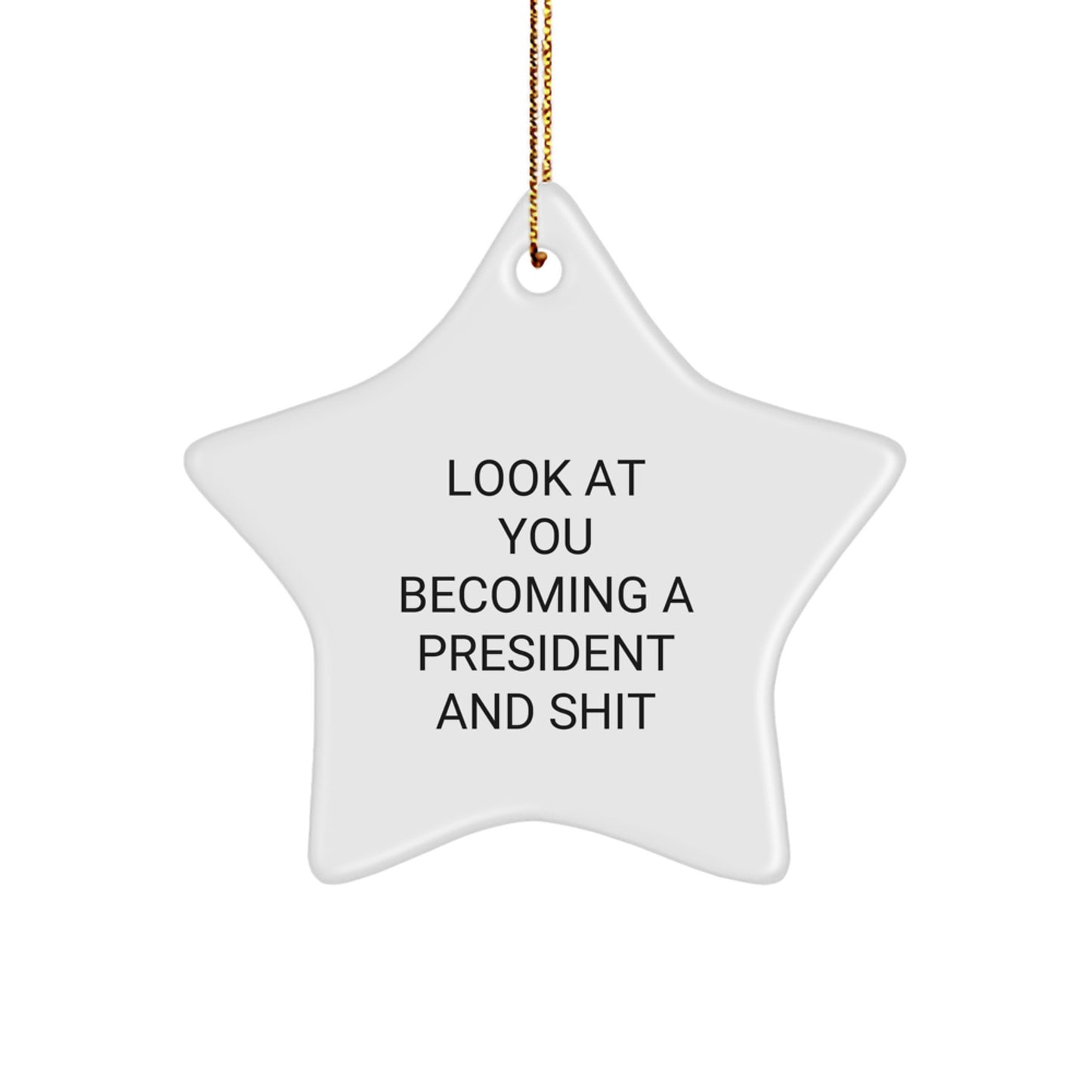 Funny President Star Ornament Gifts for President, White Star Shaped Decoration with Inspirational Quote, Christmas Unique Gifts from Friends and Family - Image 1