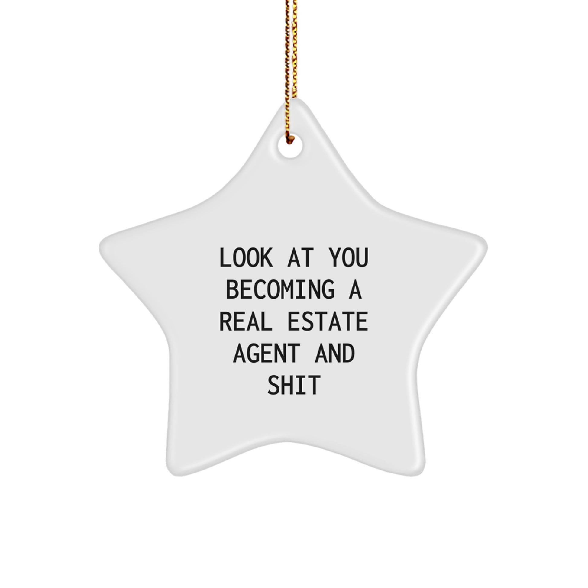 Funny Real Estate Agent Gifts from Friends - Star Ornament for Christmas Unique Presents for Real Estate Agent, Look At You Becoming A Real Estate Agent And Shit - Image 1
