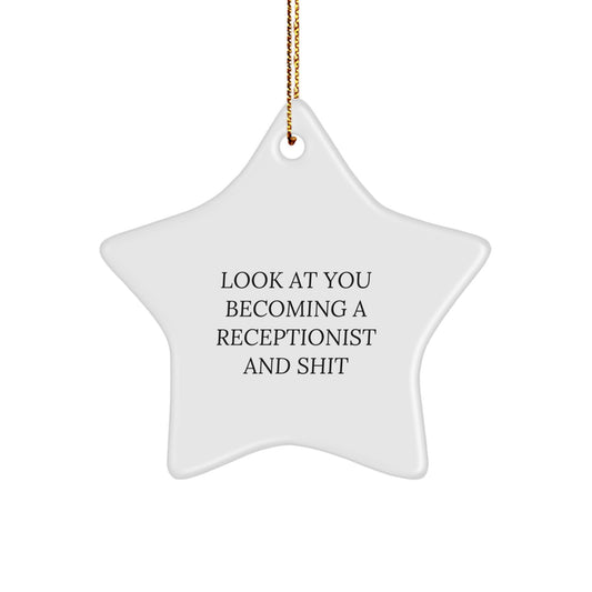 Funny Star Ornament for Receptionist - Unique Gifts from Friends, Christmas Office Decorations for Men or Women - Image 1