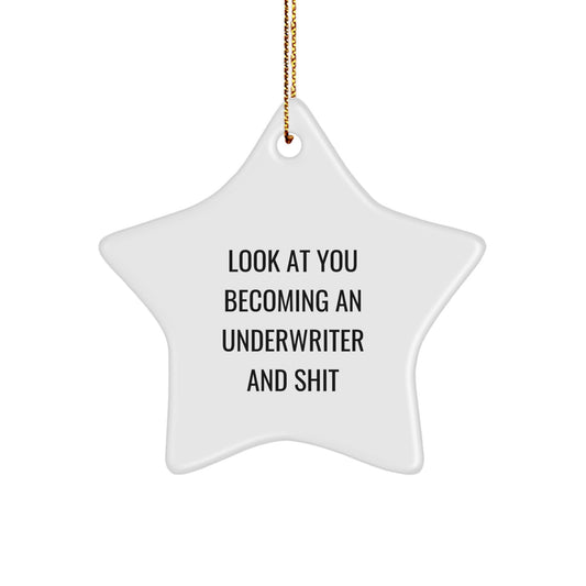 Funny Underwriter Gifts, Look At You Becoming An Underwriter And Shit, Star Ornament for Christmas Unique Gifts from Friends and Family to Underwriters - Image 1