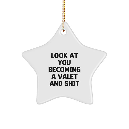 Funny Valet Star Ornament Gifts for Christmas - Unique Look At You Becoming A Valet and Shit Decorations for Men, Friends, Family - Image 1