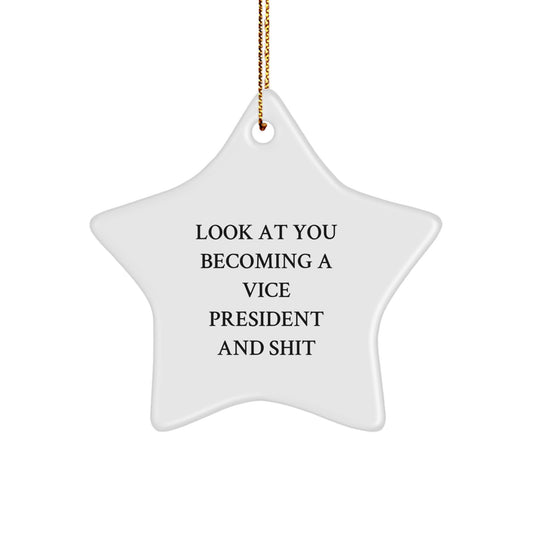 Funny Vice President Gifts for Men - Star Ornament with 'Look At You Becoming A Vice President And Shit' Quote, Christmas Unique Gift from Friends to Vice President - Image 1