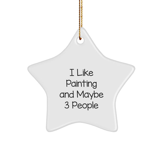 Funny Painting Star Ornament Gift for Painting Enthusiasts from Friends, White Star Shaped Decoration for Christmas Unique Gifts - Image 1