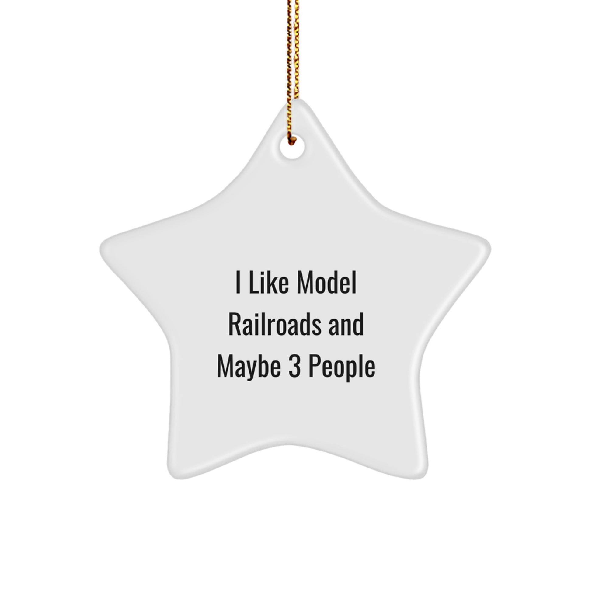 Funny Model Railroads Star Ornament Gifts from Friends or Family for Men - White Star Shaped Decorations for Christmas Unique Gifts - Image 1