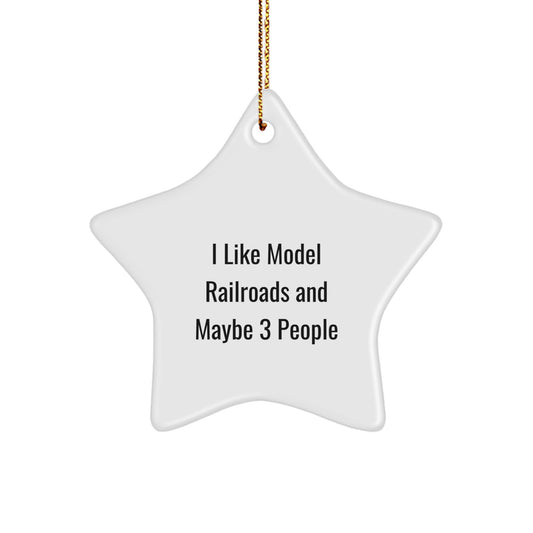 Funny Model Railroads Star Ornament Gifts from Friends or Family for Men - White Star Shaped Decorations for Christmas Unique Gifts - Image 1