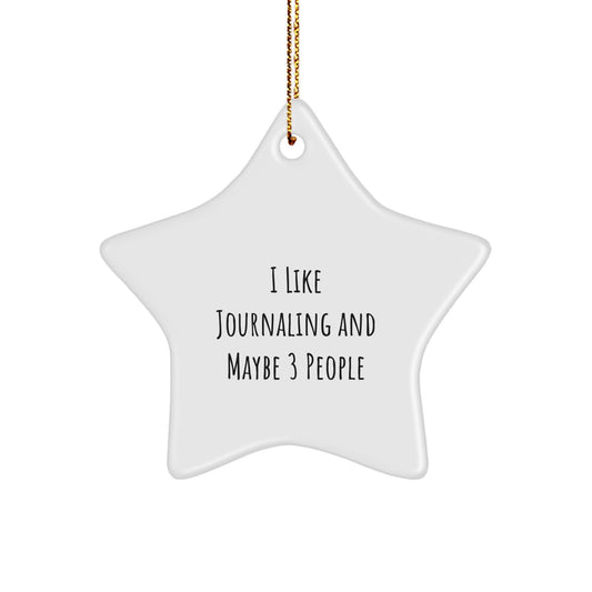 Funny Journaling Star Ornament Gifts from Friends for Journaling Lovers, White Star Shaped Decoration, Perfect for Christmas Unique Gifts - Image 1