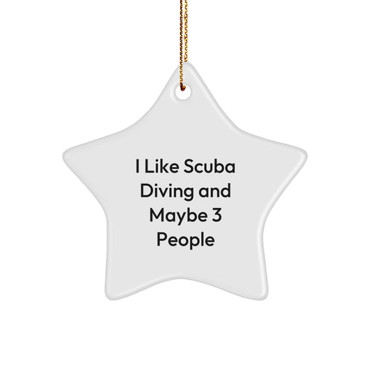 Funny Scuba Diving Gifts from Friends for Scuba Diving Enthusiasts Star Ornament White Star Shaped Christmas Unique Gifts - Image 1