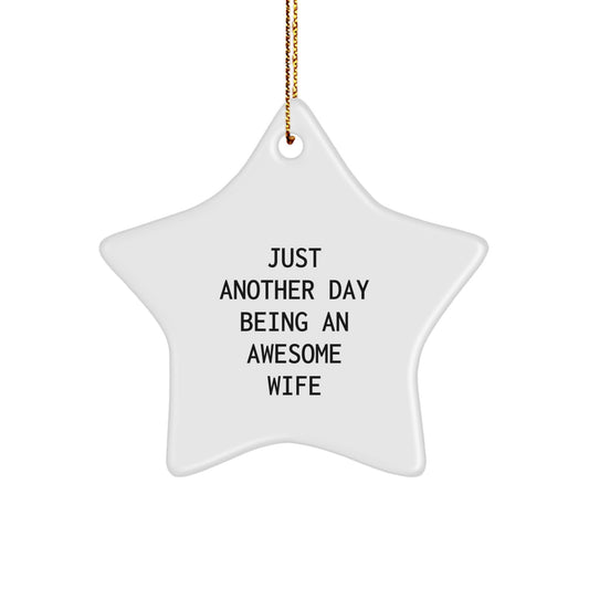 Funny Wife Gifts from Husband, Star Ornament Just Another Day Being An Awesome Wife, Perfect Christmas Unique Decorations - Image 1