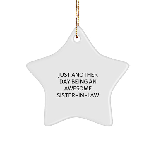 Funny Sister-in-law Gifts from Family - White Star Ornament with Gold Cord for Sister-in-law Christmas - Image 1