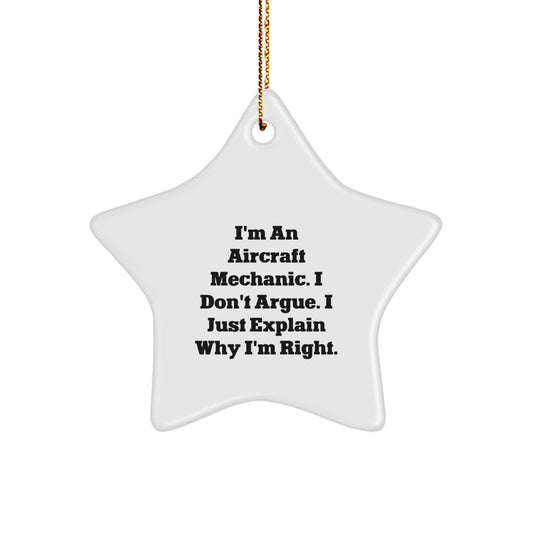 Aircraft Mechanic Gifts from Men Friends to Friends of Aircraft Mechanics, Funny Star Ornament for Christmas Unique Gifts - Image 1